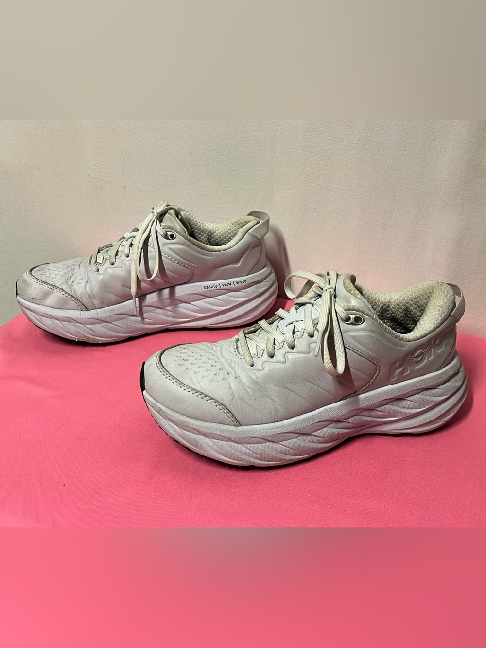 Hoka Bondi SR MN BB Size 6.5 White Leather Slip Resistant Work Walking Shoes - Picture 14 of 14